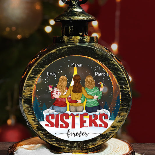 Besties Sitting Together - Personalized Custom Christmas Lantern