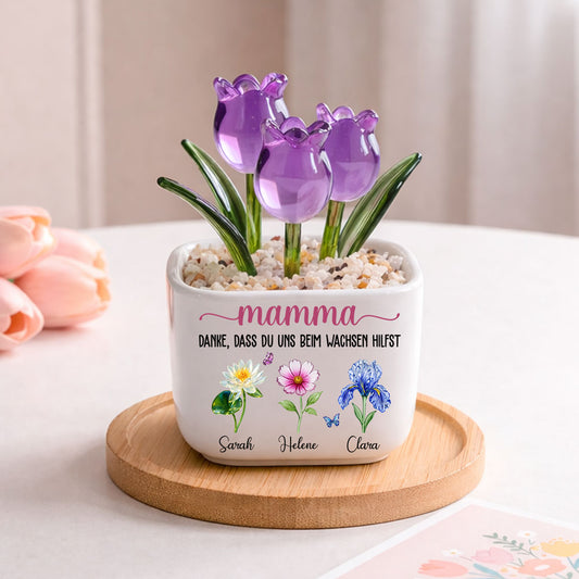 Danke, Dass Du Mir Beim Wachsen Hilfst - Personalisierte Glas-Ewige Tulpen
