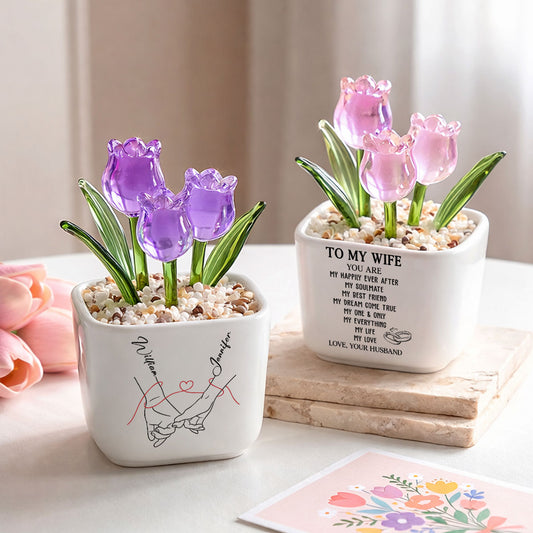 My Life My Love 2 - Personalized Custom Glass Everlasting Tulips