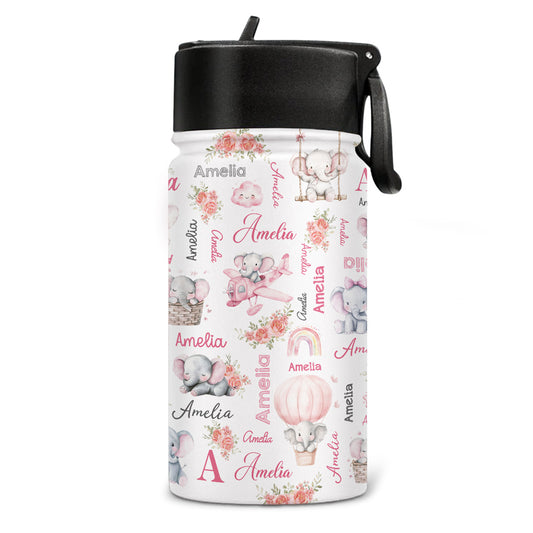 Elephant Love - Personalized Custom Kids Water Bottle