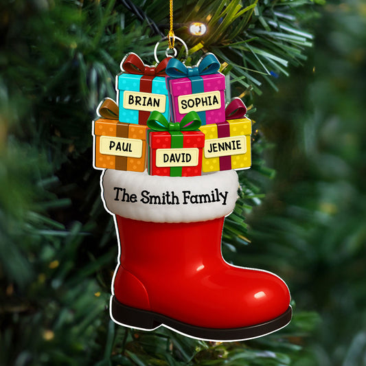 Our Family Is A Gift From Santa - Personalized Custom Acrylic Ornament