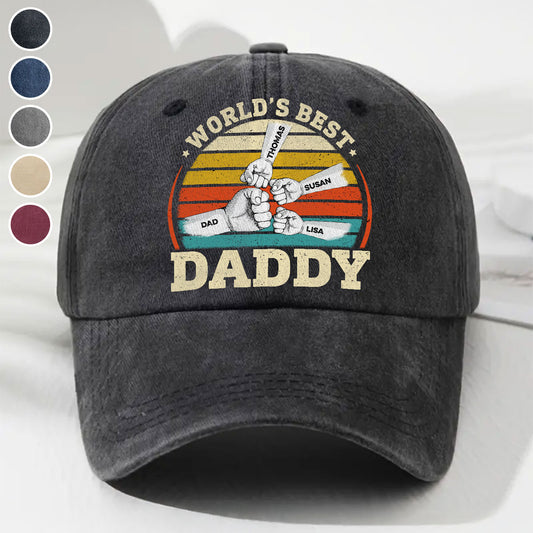 Our Best Daddy - Personalized Custom Vintage Washed Denim Cap
