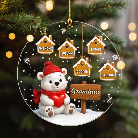 Cute Bear Holding Heart - Personalized Custom Acrylic Ornament