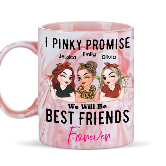 Best Friends Forever - Personalized Custom Pink Marble Mug