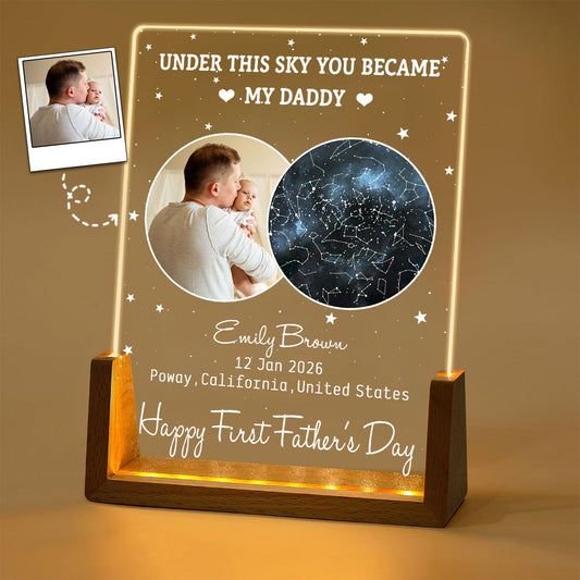 Under This Moon You Became My Daddy - Personalized Custom Night Light