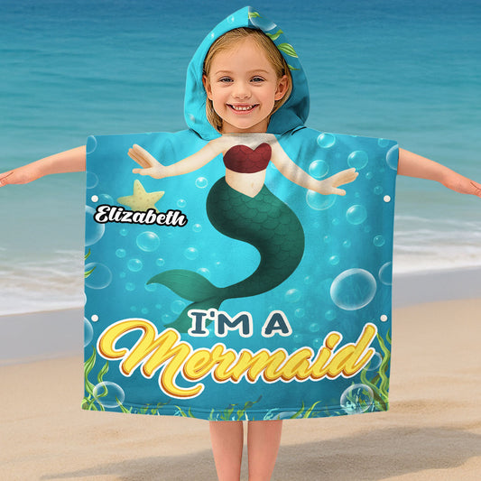 I Am Mermaid - Personalized Custom Hooded Beach Towel