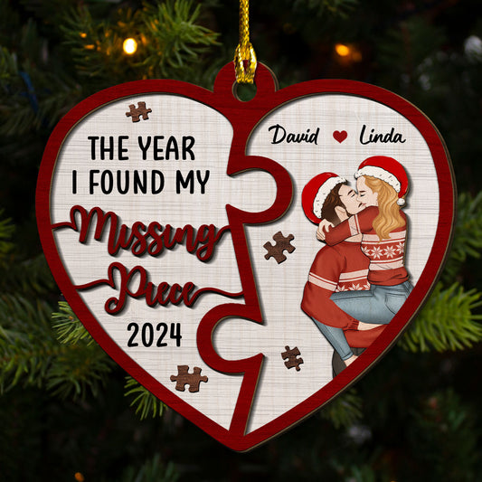 The Year I Found My Missing Piece Heart Puzzle - Personalized Custom 2-Layered Wood Ornament