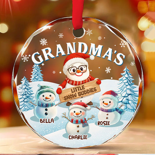 Grandma Little Snow Buddies - Personalized Custom Glass Ornament