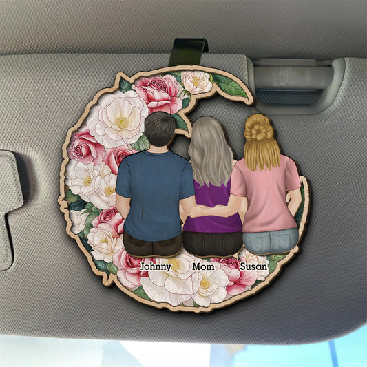 Happy Children With Mommy - Personalized Custom Car Visor Clip