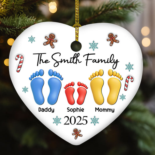Family Together Christmas 2025 - Personalized Custom 3D Effect Ceramic Ornament