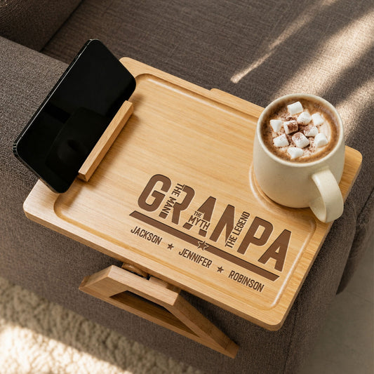 The Man The Myth The Legend - Personalized Custom Engraved Wooden Couch Arm Table