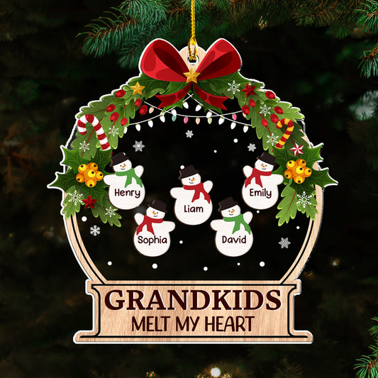 Grandkids Melt My Heart - Personalized Custom Acrylic Ornament