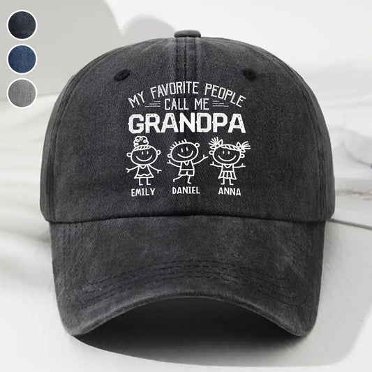 My Favorite People Call Me Legend - Personalized Custom Vintage Washed Denim Cap