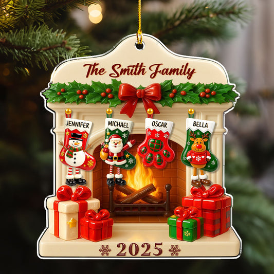 Jolly Stockings Family Hanging - Personalized Custom Acrylic Ornament