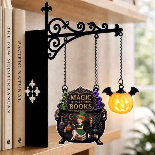 Reading Is My Favorite Spell - Personalized Bookshelf Lantern Light Sign