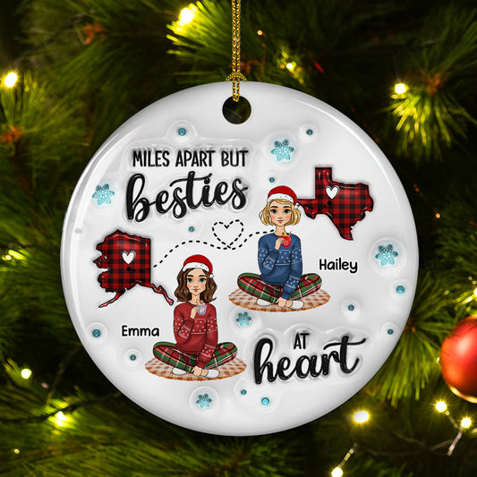 Long Distance Doll Besties - Personalized Custom 3D Inflated Effect Ceramic Ornament