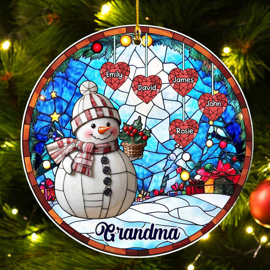 Snowman Grandma - Personalized Custom Acrylic Ornament