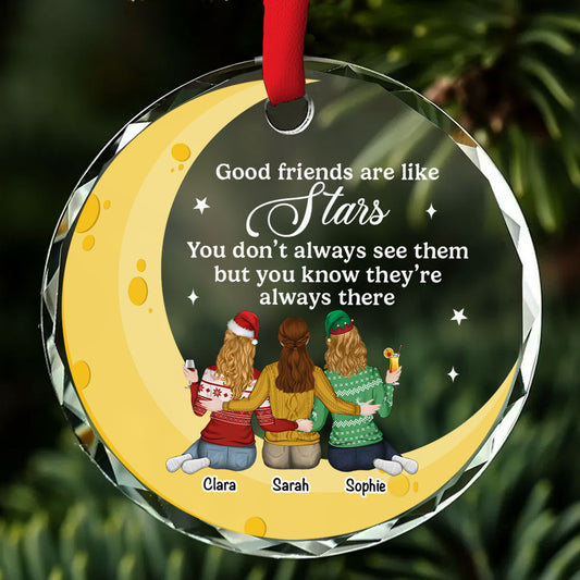 Friends Are Like Stars 2024 - Personalized Custom Glass Ornament