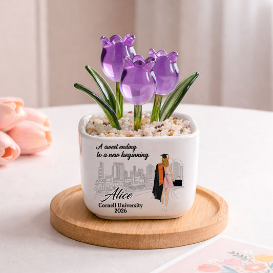 A Sweet Ending - Personalized Custom Glass Everlasting Tulips