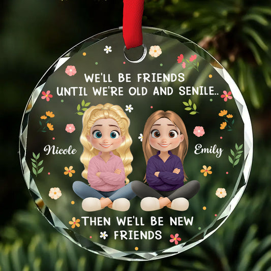 Cheers To Us Forever Friends - Personalized Custom Glass Ornament
