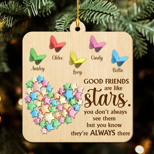 Friends Are Twinkling Stars - Personalized Custom Wood Ornament