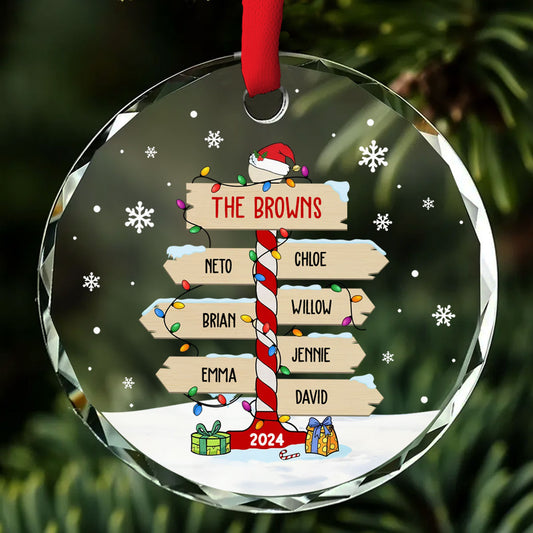 Family Sign Version 1 - Personalized Custom Glass Ornament