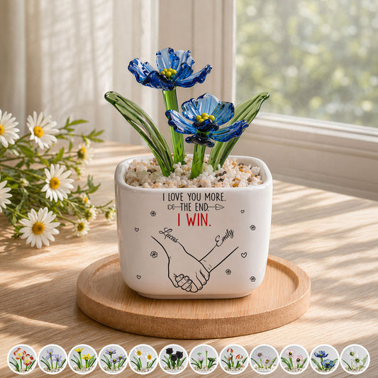 Love You More Always - Personalized Custom Glass Birth Month Flower