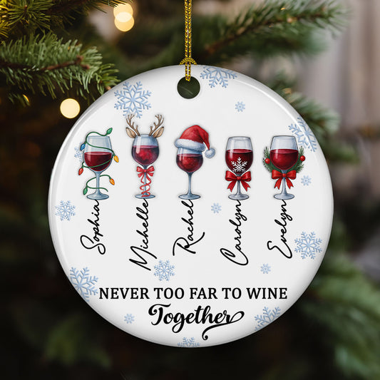 Wine Together - Personalized Custom 3D Inflated Effect Ceramic Ornament