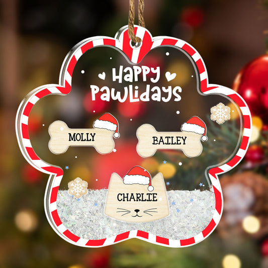 Happy Pawlidays - Personalized Custom Acrylic Shaker Ornament