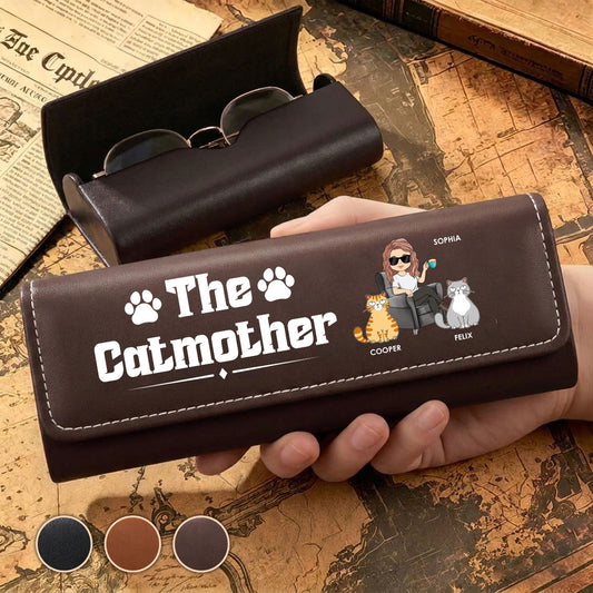 Funny Cat Mother - Personalized Custom Leather Eyeglass Case