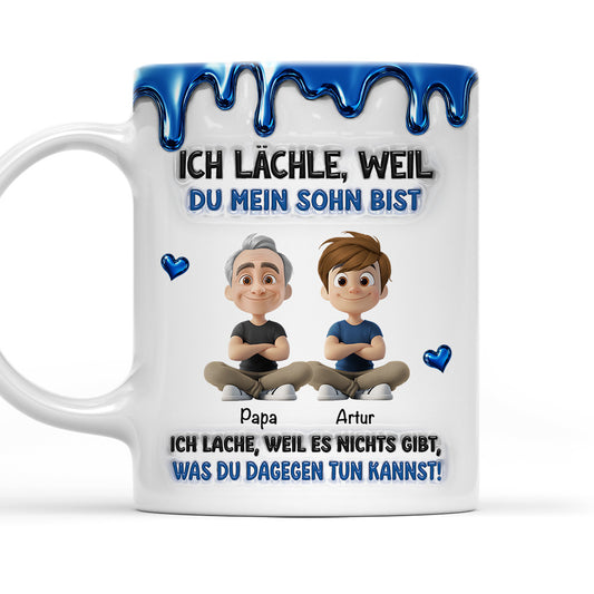 Weil Du Mein Sohn Bist – Personalisierte Tasse Mit 3D-aufgeblasenem Effekt