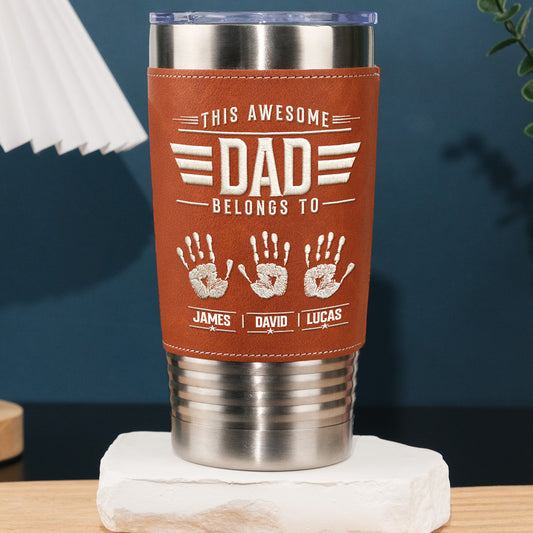 Our Awesome Dad - Personalized Custom Leather Tumbler