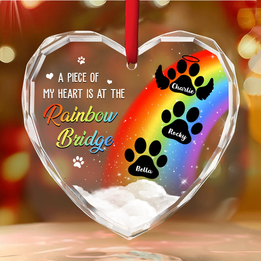 Piece Of Dog Mom Heart - Personalized Custom Glass Ornament