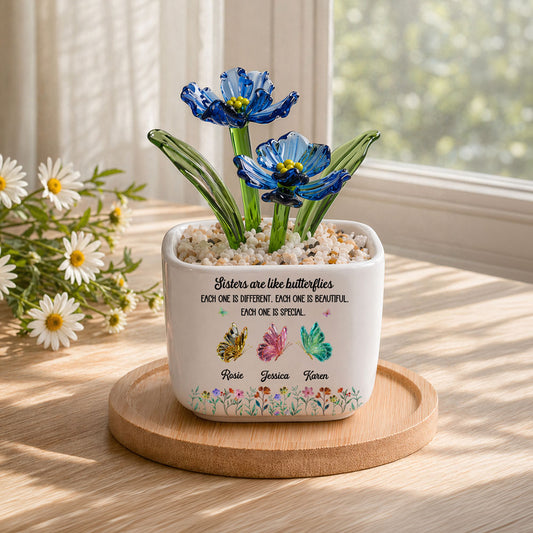 Festive Sister Love - Personalized Custom Glass Birth Month Flower