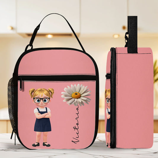 Birth Flower Cartoon Kids - Personalized Custom Insulated Lunch Bag