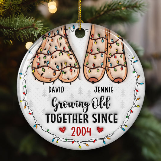 Growing Old Together Since - Personalized Custom 3D Inflated Effect Ceramic Ornament