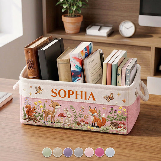 Floral Forest Animals - Personalized Custom Storage Basket