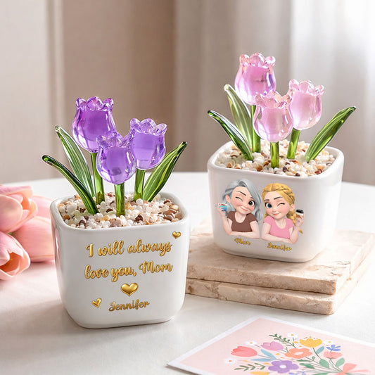 Always Love You - Personalized Custom Glass Everlasting Tulips
