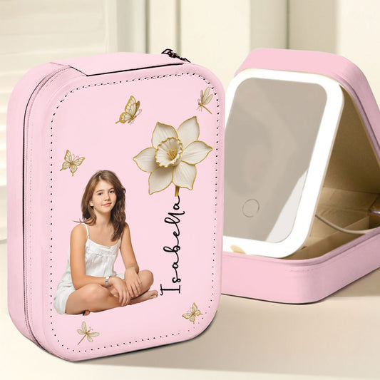 Blooming Soul With Photo - Personalized Custom Jewelry Box With LED Mirror