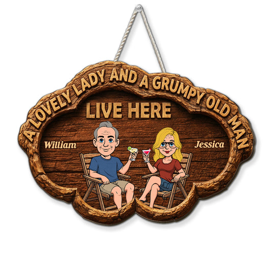 The Lovely And Grumpy Household - Personalized Custom Wood Sign