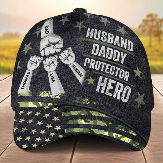 Dad Strength Never Quits - Personalized Custom Classic Cap