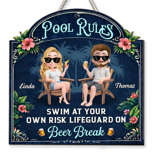 Poolside Paradise Version 2 - Personalized Custom Wood Sign