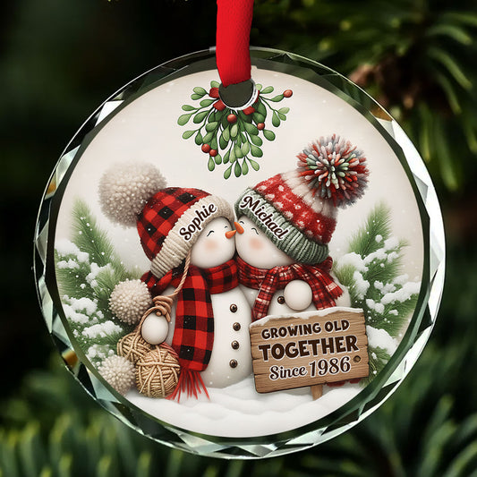 Our Holiday Romance - Personalized Custom Glass Ornament