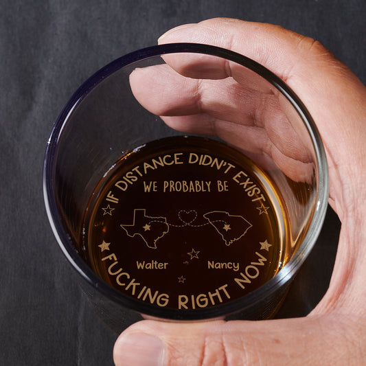 Always Yours Despite The Miles - Personalized Engraved Whiskey Glass