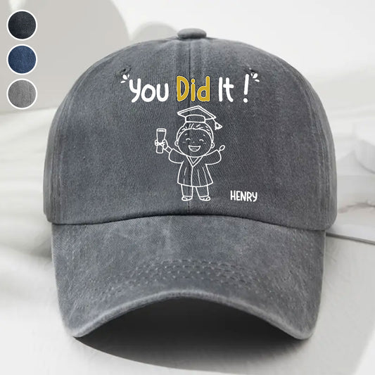 You Did It - Personalized Custom Vintage Washed Denim Cap