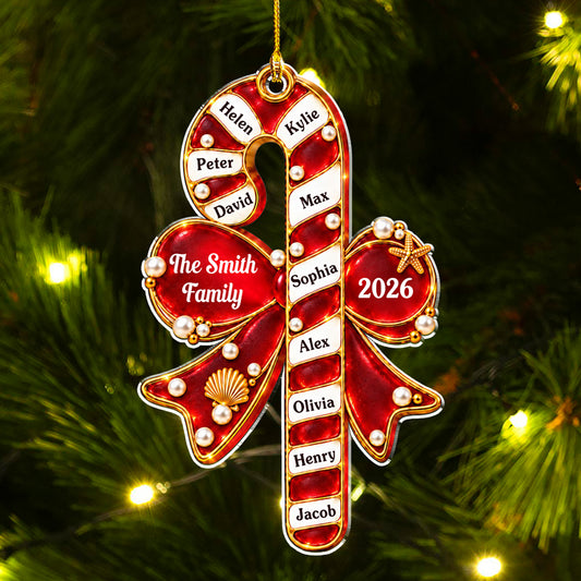 Candy Cane Family - Personalized Acrylic Ornament