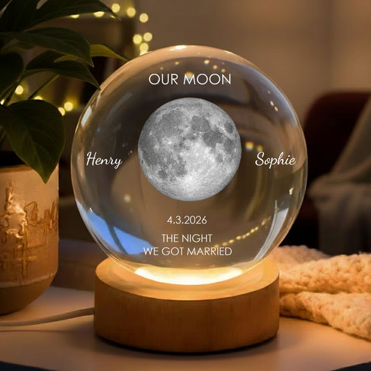 The Moon On Our Day - Personalized Custom Crystal Globe Lamp