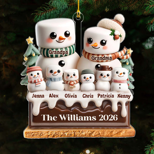 Custom Family Ornament, Christmas Gift for Family Members •  A Marshmallow Family Christmas - Personalized Acrylic Ornament