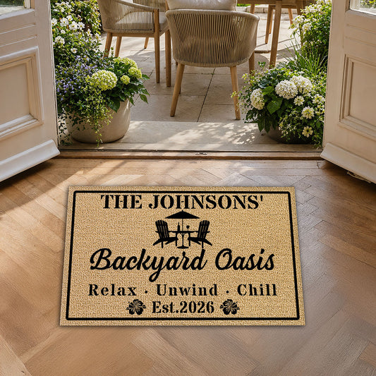 Backyard Oasis - Personalized Custom Doormat