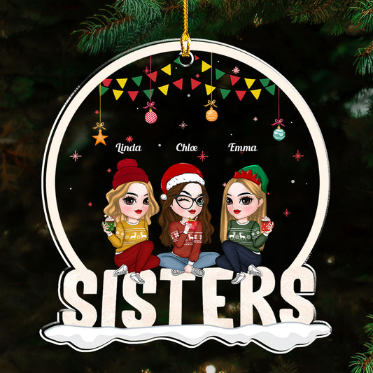 Forever Bonded Sisters - Personalized Custom Acrylic Ornament